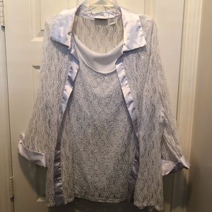 Tank top blouse with attached overlay